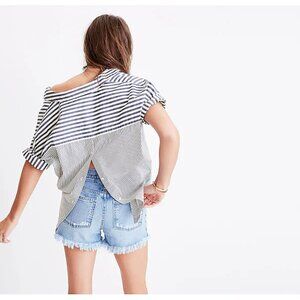 Madewell Courier Button-Back Shirt - Stripe Mix, Size Medium